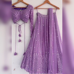 Light Purple Fancy Faux Georgette With Embroidery Work For Lehenga Choli